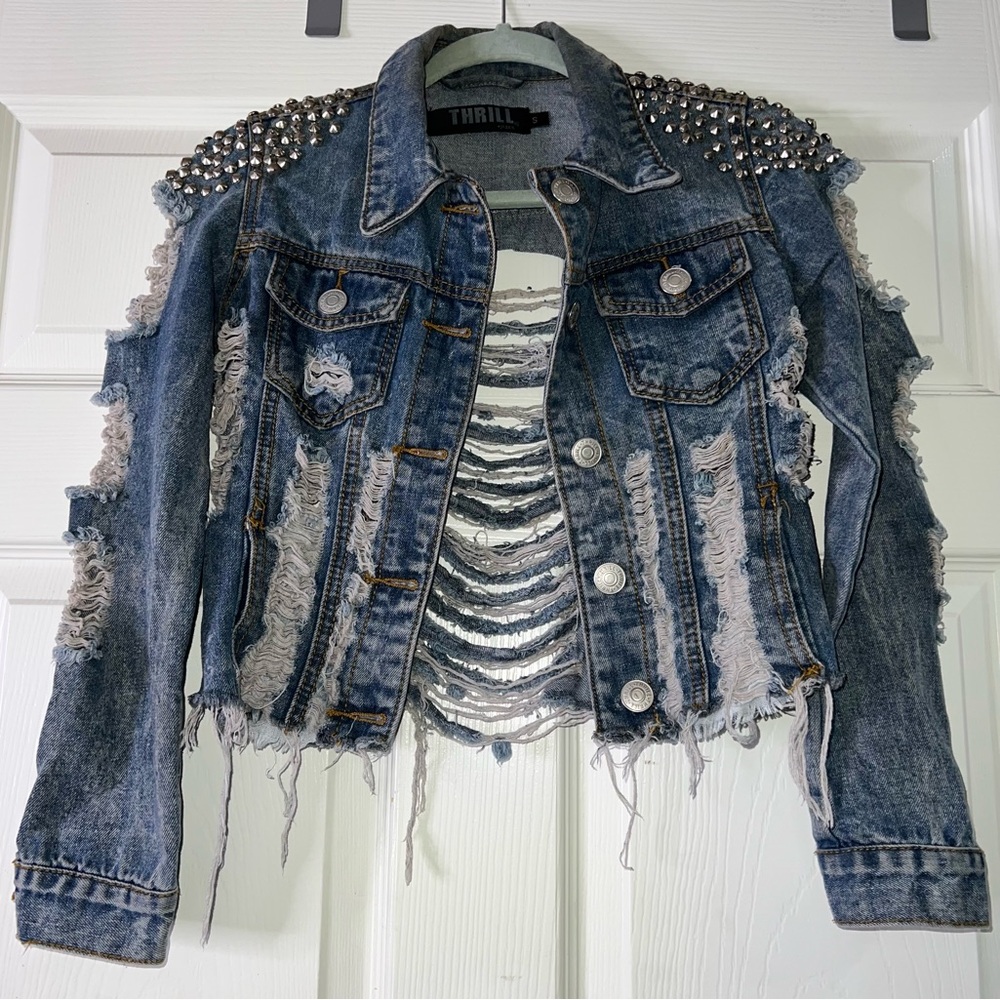 Trill Jeans Distressed Denim Jacket